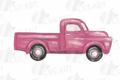 Watercolor Christmas truck clip art. Retro trucks decoration Product Image 5