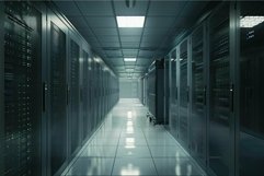 Modern data center hallway with server racks Product Image 1