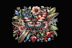 4th of July Boho Butterfly sublimation print design PNG Product Image 2