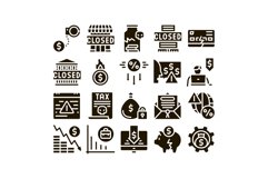 Bankruptcy Business Glyph Set Vector Product Image 1