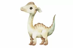 Watercolor Cute Parasaurolophus Dinosaur Cartoon Product Image 3