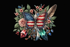 4th of July Boho Butterfly sublimation print design PNG Product Image 2