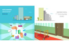 Hotel banner set horizontal, cartoon style Product Image 1