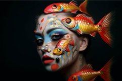 Imaginative Woman surrealistic fishes. Generate Ai Product Image 1
