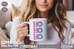 Christmas Wreath Ho Ho Ho| Pink Christmas Sublimation Png Product Image 3
