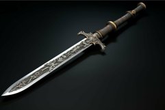 Ornate medieval sword on dark background Product Image 1