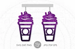 Coffee earring SVG, coffee jewelry, earrings template Product Image 4