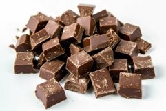 Pile of dark chocolate chunks on white background Product Image 1