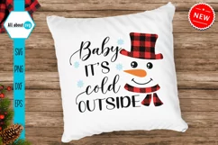 Baby it's cold outside Svg, Buffalo Plaid Snowman Svg Product Image 4