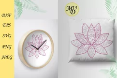 Silhouette of lotus with zentangle flowers. Love zentangle Product Image 2