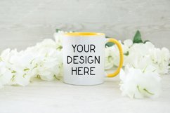 Mug Mockup 11 Oz Blank White Coffee Cup Yellow Handle Product Image 1