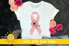Breast cancer SVG | Pink Ribbon svg | Floral pink ribbon SVG Product Image 4