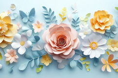 Paper Flowers Background Wallpaper Product Image 1