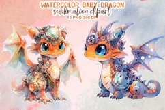 Baby Dragon Watercolor Sublimation Clipart Product Image 5