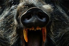 Closeup of wild boar snout and tusks Product Image 1