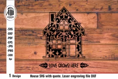 House quotes SVG. Love Grows Here Laser engraving file. Product Image 2