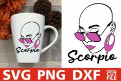 Scorpio Zodiac Sign svg, Bald Woman in Glasses svg, Melanin Product Image 1