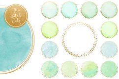 Watercolor Logo Circle &amp; Border Clipart Set in Aqua Product Image 2