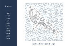 Steampunk Stipple Whale Machine Embroidery Design 2 sizes Product Image 1