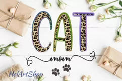 Cat Mom png, Leopard Print Sublimation png Product Image 1