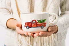 Red Truck Christmas. Truck Christmas Tree. Christmas Card Product Image 4