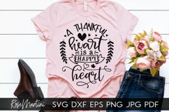 A Thankful Heart Is A Happy Heart SVG Thanksgiving Turkey Product Image 6