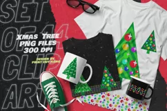 Striped Christmas Trees Clipart Set of 12 PNG files Product Image 2