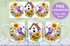 Birdhouse &amp; Sunflowers mug PNG sublimation 11 &amp; 15 oz Product Image 1