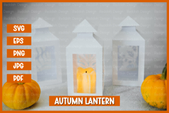 8 Autumn lantern SVG I Fall candle Paper cut SVG Product Image 3