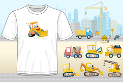 Funny Cartoon Construction Vehicles Vector Set Product Image 3