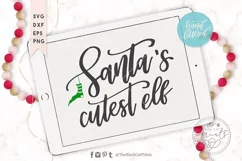 Santa's Cutest Elf SVG | Christmas Hand Lettered SVG Product Image 2