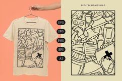 Medical Equipment Doodle T-shirt | SVG Product Image 1