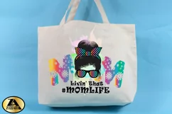 Mom Sublimation Mothers day PNG MOM life Messy Bun polka dot Product Image 2