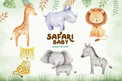 Watercolor Safari Baby Animals Clipart Graphics Product Image 3