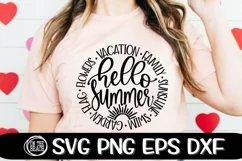 HELLO SUMMER SVG - Summer - Words - Circle - SVG PNG EPS DXF Product Image 1