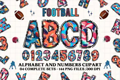 Football Alphabet clipart, soccer american letters doodle Product Image 1
