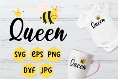 Bee Queen SVG, Bee SVG, Bumble Bee SVG, Quote SVG, Bee PNG Product Image 1