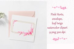 Watercolor frame clipart golden frame pink leaf gold frame Product Image 5