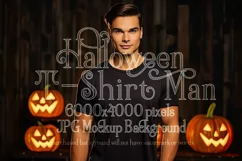 Halloween T-Shirt Mockup Male, Black T-Shirt Mockup, d6 Product Image 1