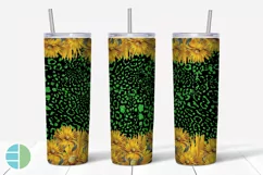 Skinny Tumbler Sublimation Design - Sunflower Leopard Print Product Image 4