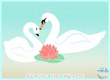 Swan with Water Lily SVG Dxf Eps Png PDF files Product Image 2