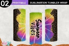 Summer vibes Tie-Dye 20 Oz. Skinny Tumbler sublimation PNG Product Image 1