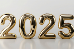 Gold Number 2025 on White Background Wallpaper Product Image 1