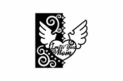 Papercut I Miss You Mom Heart with Wings Card Cover Template Product Image 2