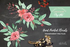 Watercolor Merry Berry Christmas Clipart Bouquets Flowers Winter Florals  Product Image 2