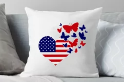 4th of July SVG American Flag Heart SVG Butterfly SVG USA Product Image 2