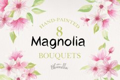 Magnolia Floral 8 Bouquets Watercolor Flowers Pink Lime Product Image 1
