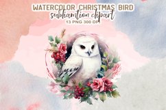 Christmas Bird Watercolor Clipart Product Image 5