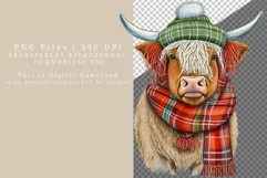 Highland calf clipart, Christmas clipart, Cow sublimation Product Image 2