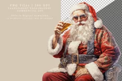 Santa drinking beer clipart, Christmas clipart, Funny Product Image 2